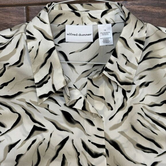 Alfred Dunner Outfit Animal Print Top & Pull on Tan Pants Size 14 *READ* - Picture 9 of 10